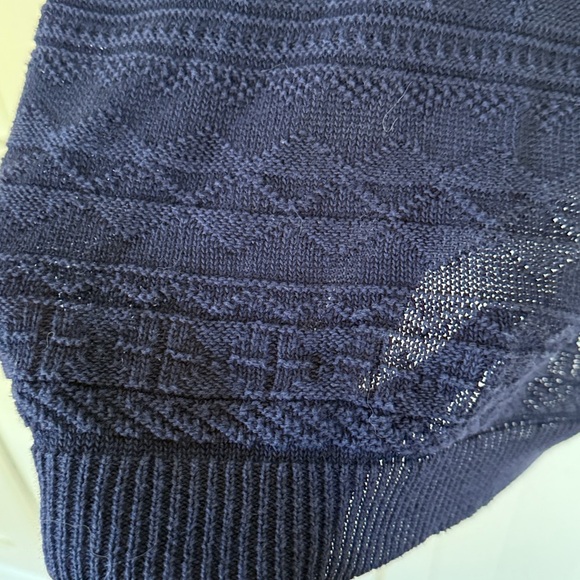 RL Navy Polo Crewneck Cable Sweater Cotton/Linen Size MED - Picture 5 of 11